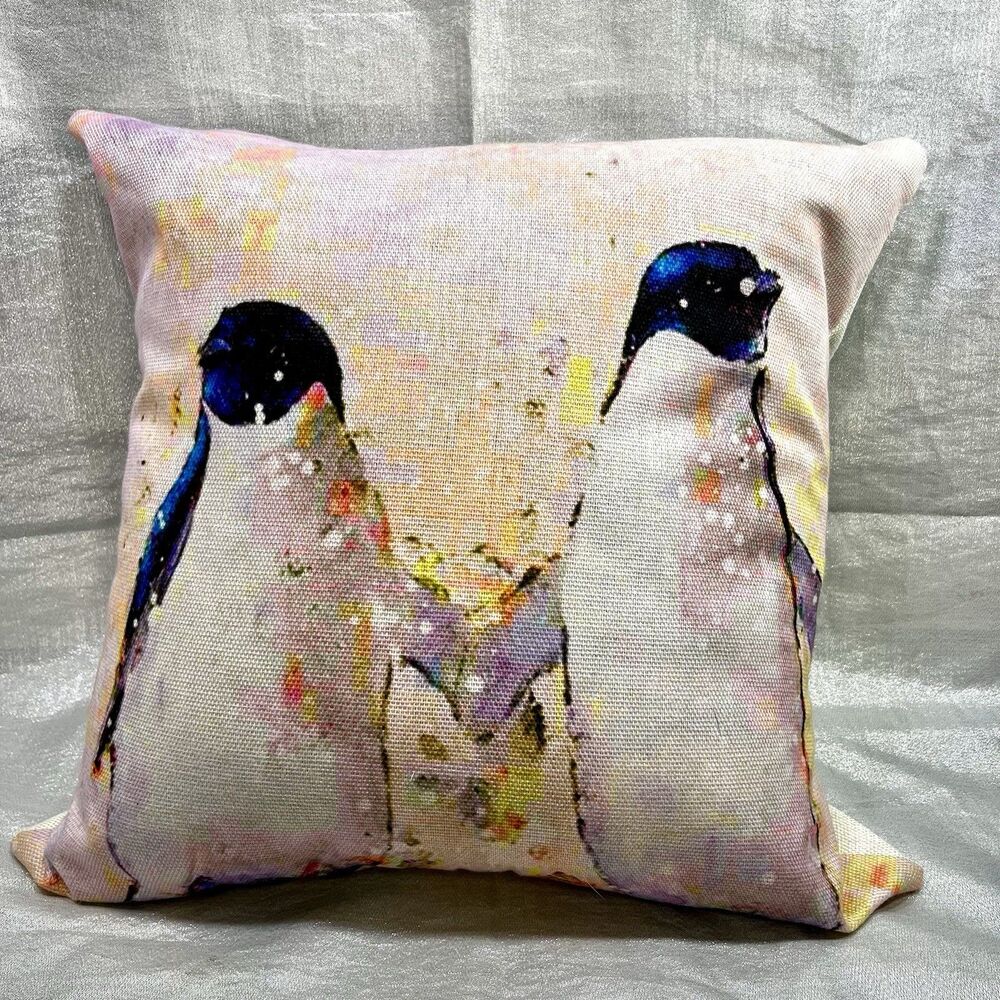 Penquins Watercolor Throw Pillow Cover Modern Square 17x17